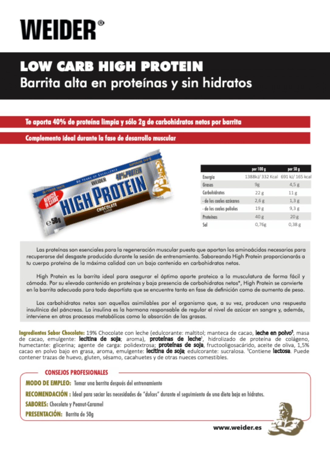 Weider 40% Protein Bar – Stracciatella