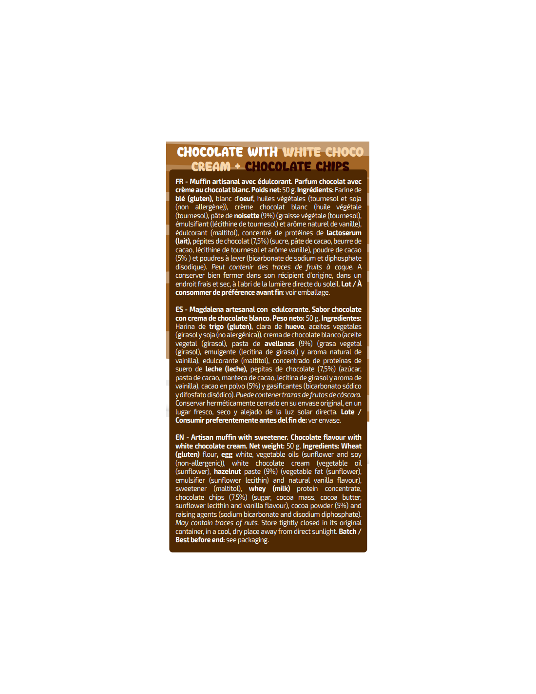 Protein Muffin – Chocolate + White Choco Cream + Choco Chips